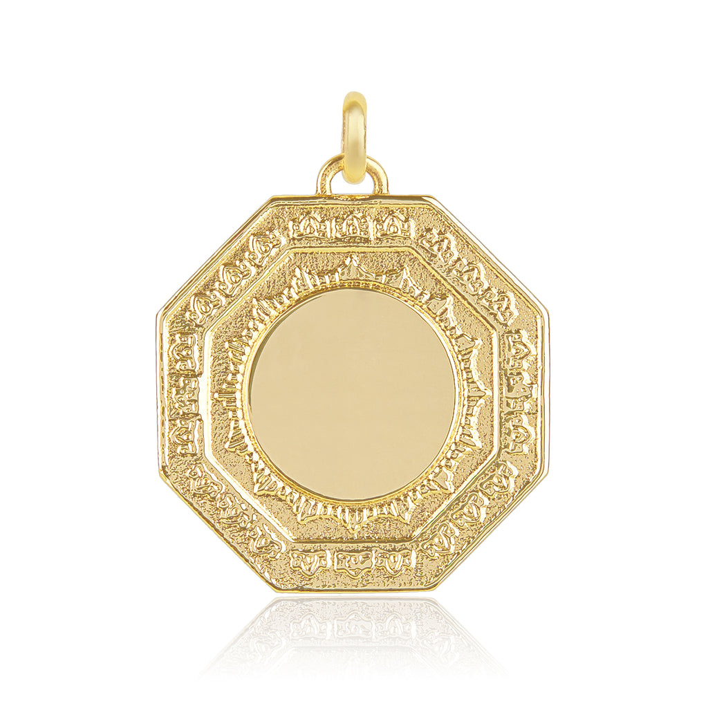 Lakshmi 9ct,9k,18k,18ct gold plated silver and sterling silver Octagonal pendant