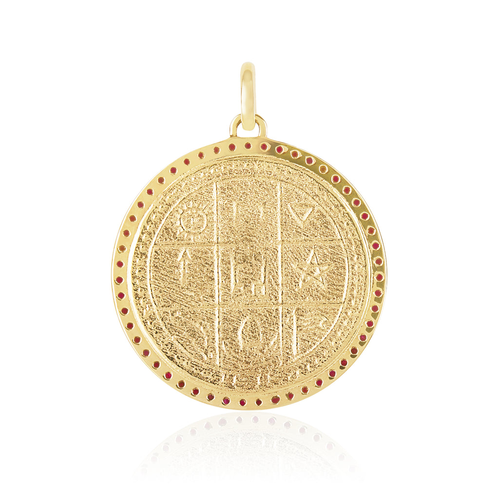 Durga with Rubies 9k,9ct Yellow Gold Round pendant