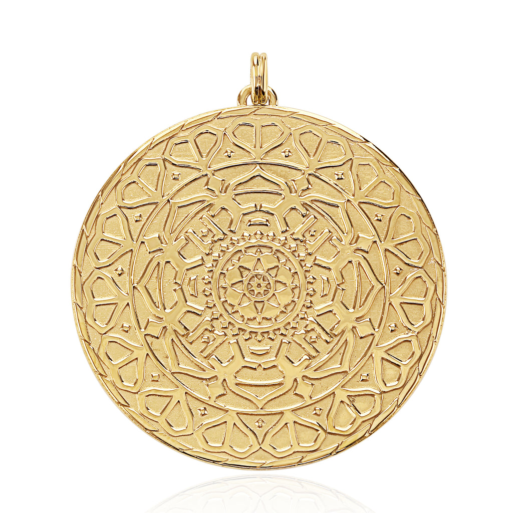Aegis 18ct 18k Gold Mandala sacred geometric patterns Pendant