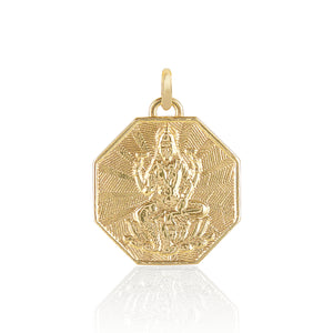 Lakshmi sml 9ct,9k,18k,18ct gold plated silver and sterling silver Octagonal sacred pendant Halo