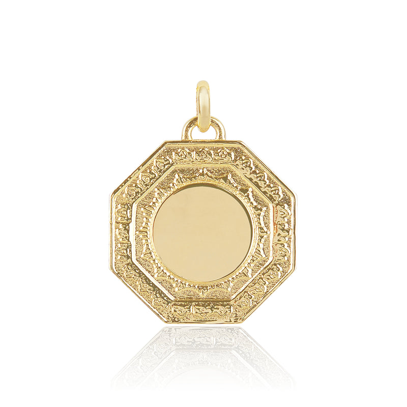 Lakshmi sml 9ct,9k,18k,18ct gold plated silver and sterling silver Octagonal pendant